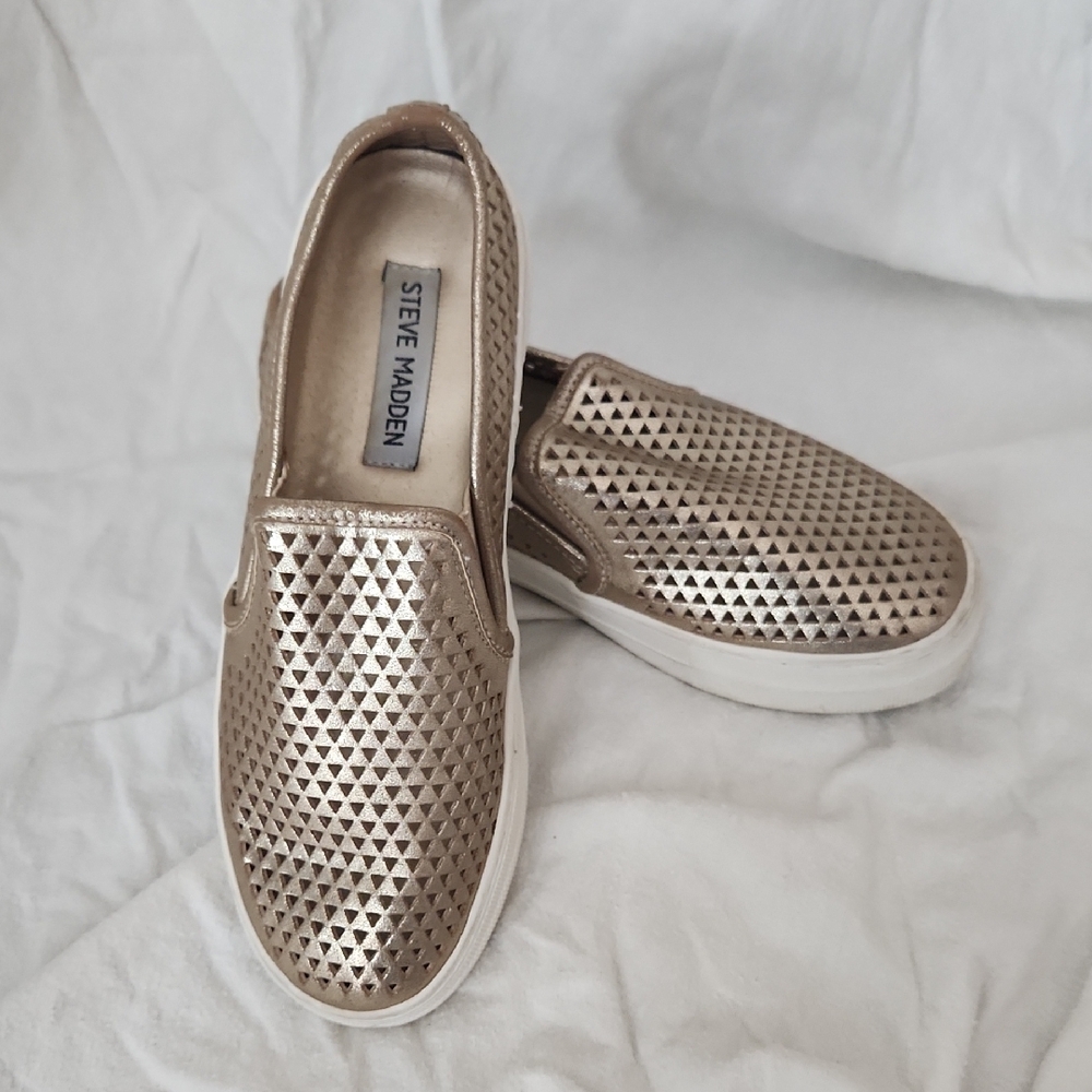 Steve Madden Metallic Gold Slip-On Sneakers